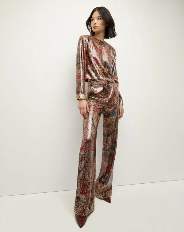 Tonelli Sequin Pant Red Multi Women Veronica Beard Pants