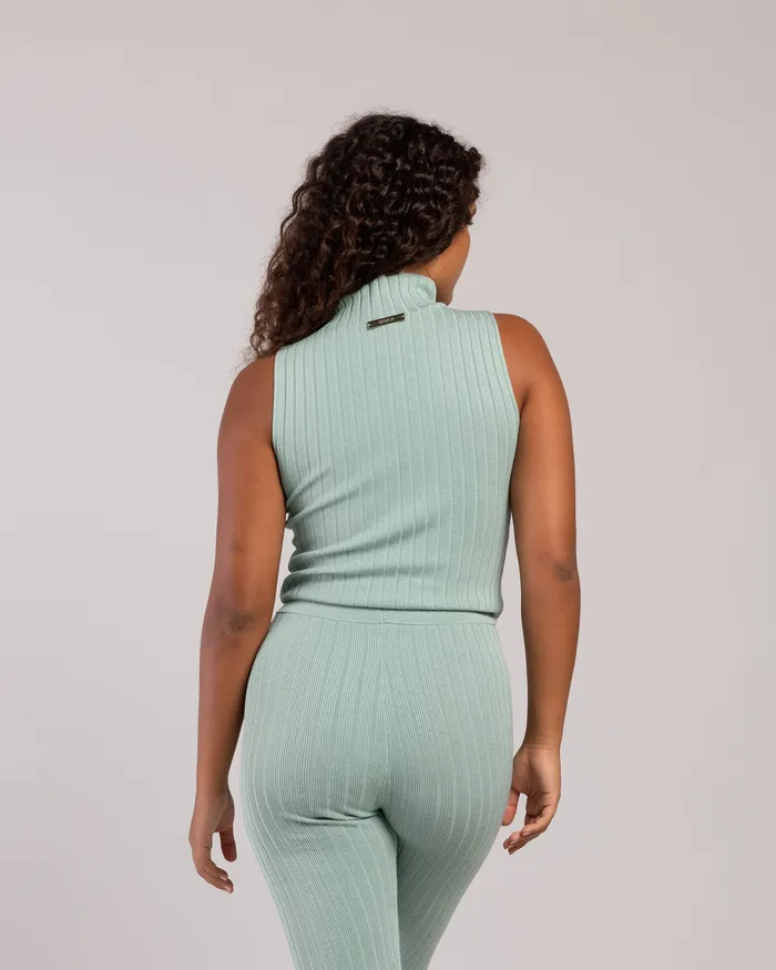Tops Adult Rib Lounge Funnel Neck Sage Rib Bloch