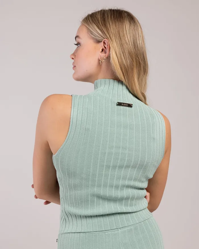 Tops Adult Rib Lounge Funnel Neck Sage Rib Bloch