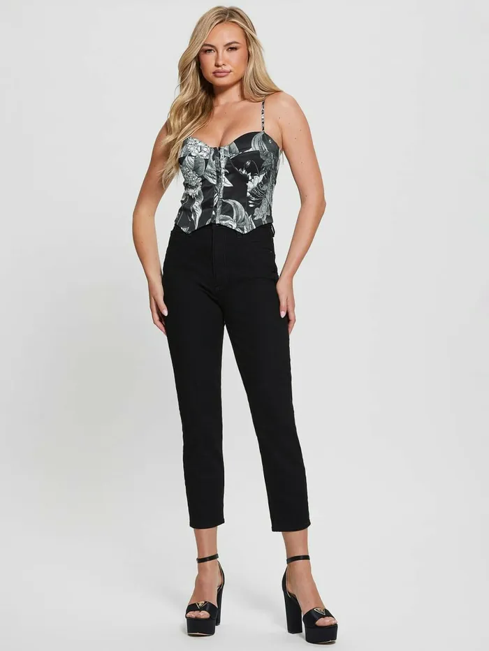 Tops Eco Maia Corset Top Phantom Flora Print Black GUESS Women