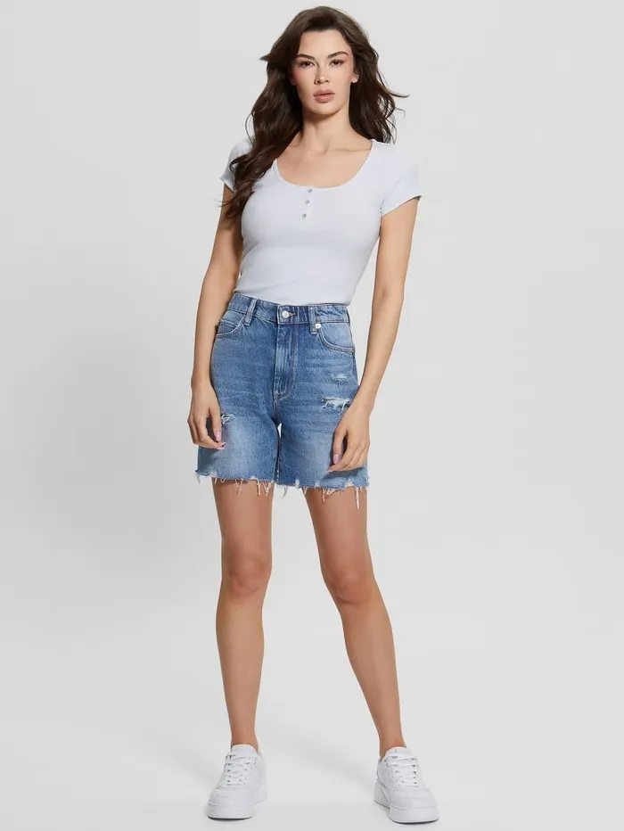 Tops GUESS Women Eco Karlee Henley Tee Fresh Air Tops GUESS Women Eco Karlee Henley Tee Fresh Air