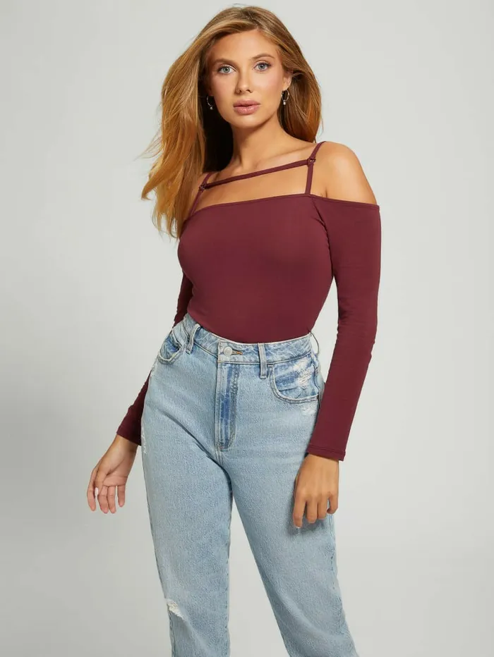 Tops GUESS Women Eco Malaya Harnessed Bodysuit Mystic Wine