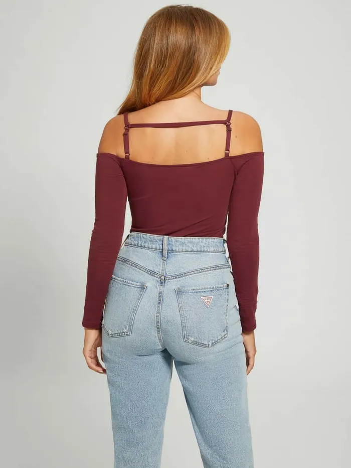 Tops GUESS Women Eco Malaya Harnessed Bodysuit Mystic Wine Tops GUESS Women Eco Malaya Harnessed Bodysuit Mystic Wine
