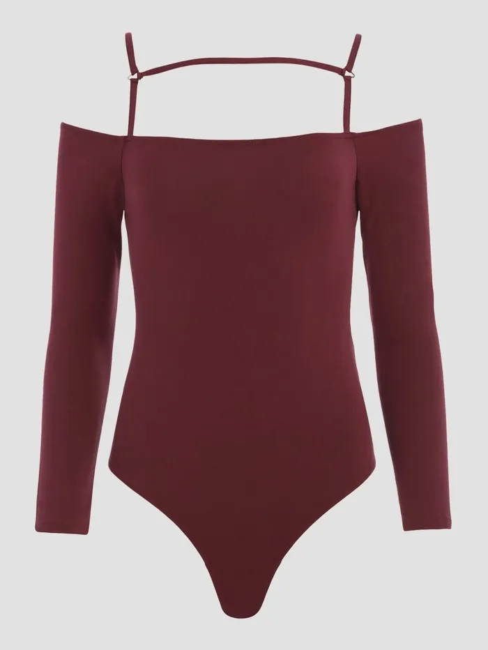 Tops GUESS Women Eco Malaya Harnessed Bodysuit Mystic Wine Tops GUESS Women Eco Malaya Harnessed Bodysuit Mystic Wine