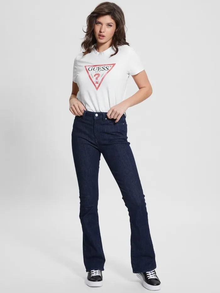 Tops GUESS Women Eco Triangle Logo Tee Pure White Tops GUESS Women Eco Triangle Logo Tee Pure White