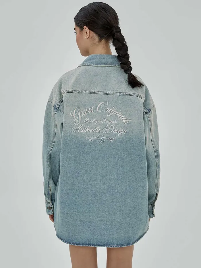 Tops GUESS Women GUESS Originals Authentic Denim Shirt Go Tinted Light Wash Tops GUESS Women GUESS Originals Authentic Denim Shirt Go Tinted Light Wash