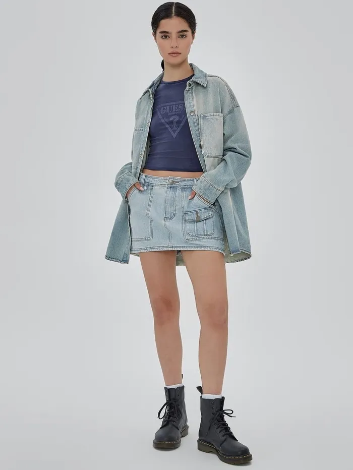 Tops GUESS Women GUESS Originals Authentic Denim Shirt Go Tinted Light Wash Tops GUESS Women GUESS Originals Authentic Denim Shirt Go Tinted Light Wash