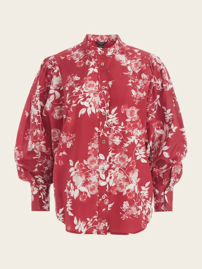 Tops GUESS Women Petal Pose Yvonne Blouse Petal Pose Dark Jam Red Tops GUESS Women Petal Pose Yvonne Blouse Petal Pose Dark Jam Red