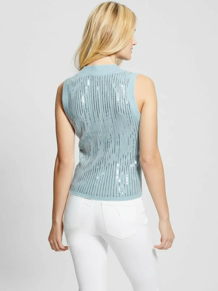 Tops GUESS Women Vivian Sequin Tank Top Whimsical Blue