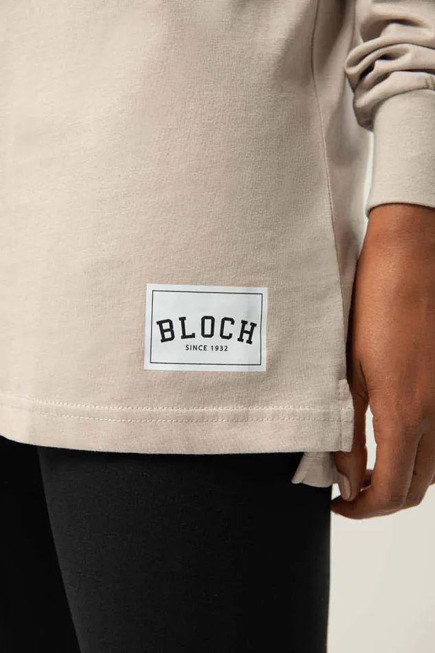 Tops Ladies Bloch Print Oversized Long Sleeve Tee Oat 8211 Bloch Adult