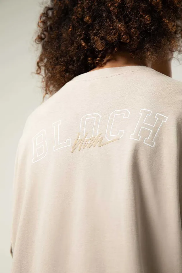 Tops Ladies Bloch Print Oversized Long Sleeve Tee Oat 8211 Bloch Adult