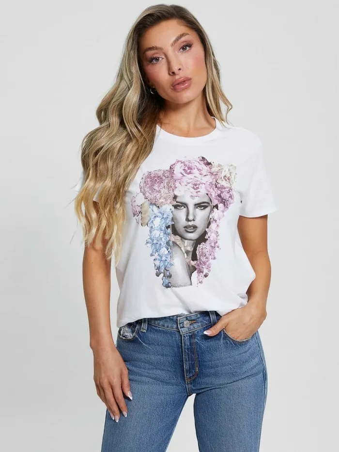 Tops Women GUESS Flora Fresh Easy Tee Pure White