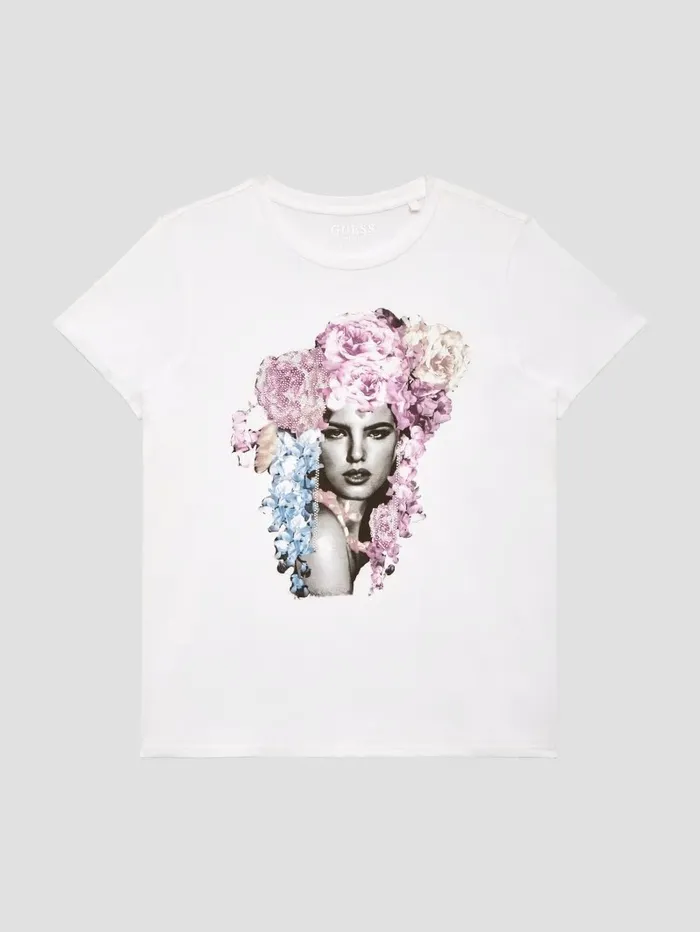 Tops Women GUESS Flora Fresh Easy Tee Pure White Tops Women GUESS Flora Fresh Easy Tee Pure White