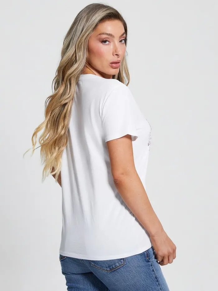 Tops Women GUESS Flora Fresh Easy Tee Pure White Tops Women GUESS Flora Fresh Easy Tee Pure White