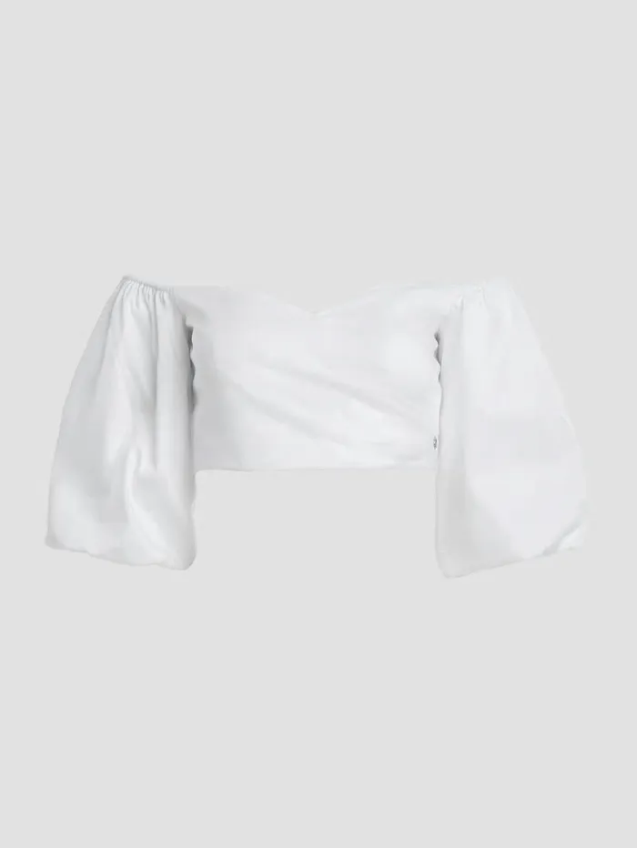 Tops Women GUESS Jun PuffSleeve Blouse Pure White