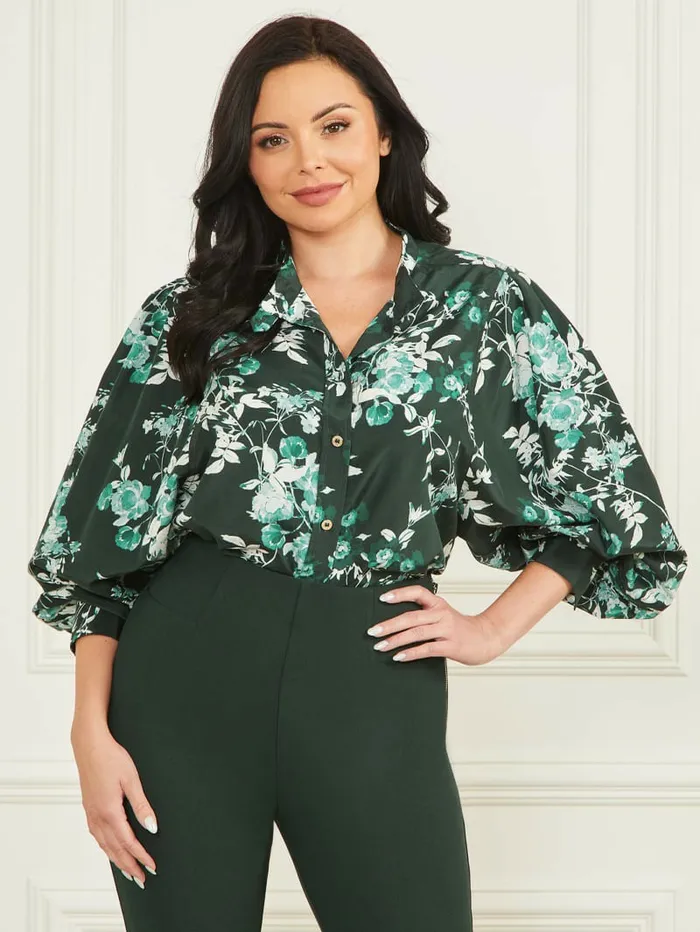 Tops Women Petal Pose Yvonne Blouse Petal Pose Chenille Green GUESS