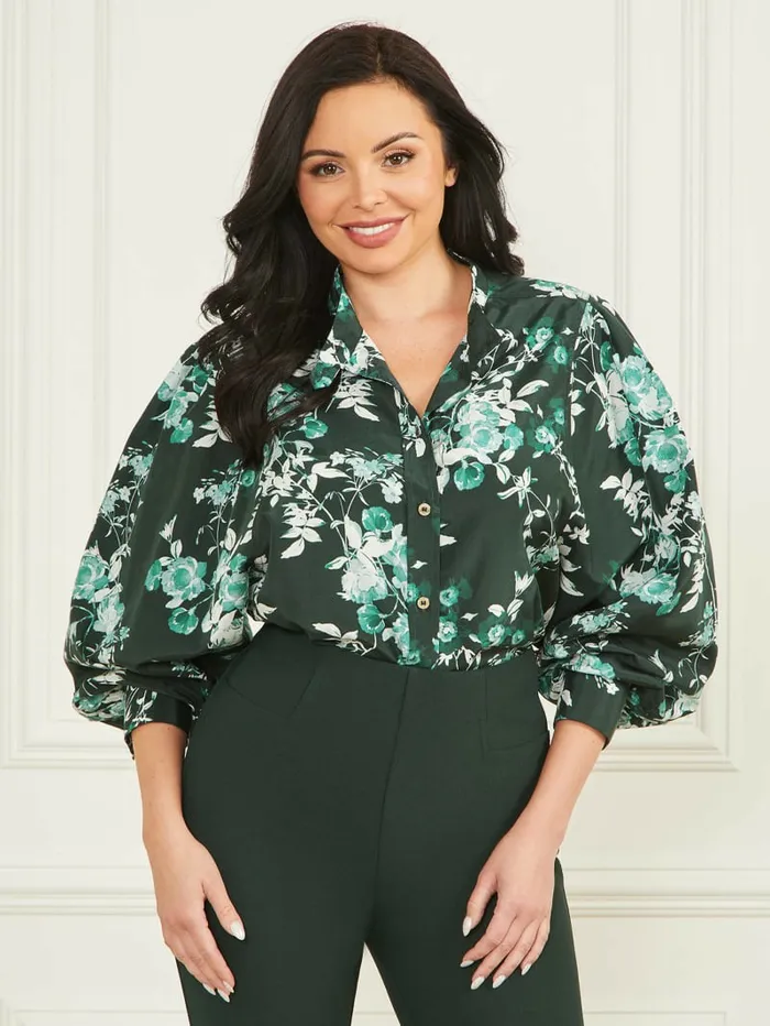 Tops Women Petal Pose Yvonne Blouse Petal Pose Chenille Green GUESS Tops Women Petal Pose Yvonne Blouse Petal Pose Chenille Green GUESS