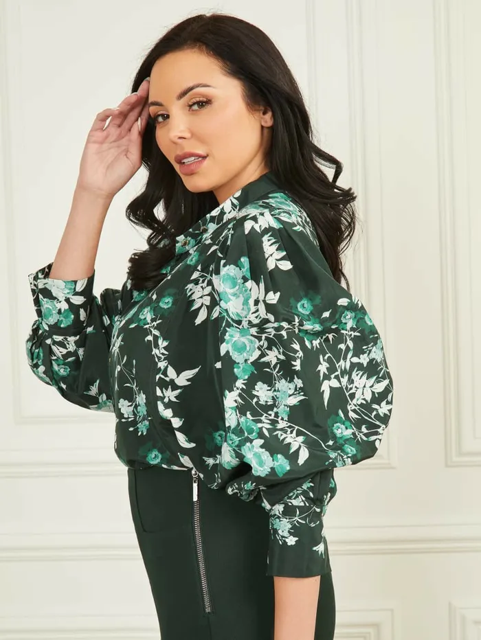 Tops Women Petal Pose Yvonne Blouse Petal Pose Chenille Green GUESS Tops Women Petal Pose Yvonne Blouse Petal Pose Chenille Green GUESS