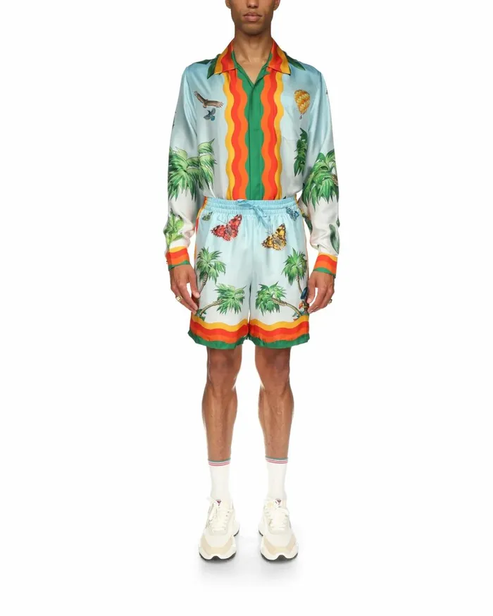 Trousers and Shorts Men Casablanca Paris Palm Springs Tennis Club Silk Shorts