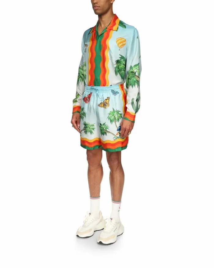 Trousers and Shorts Men Casablanca Paris Palm Springs Tennis Club Silk Shorts