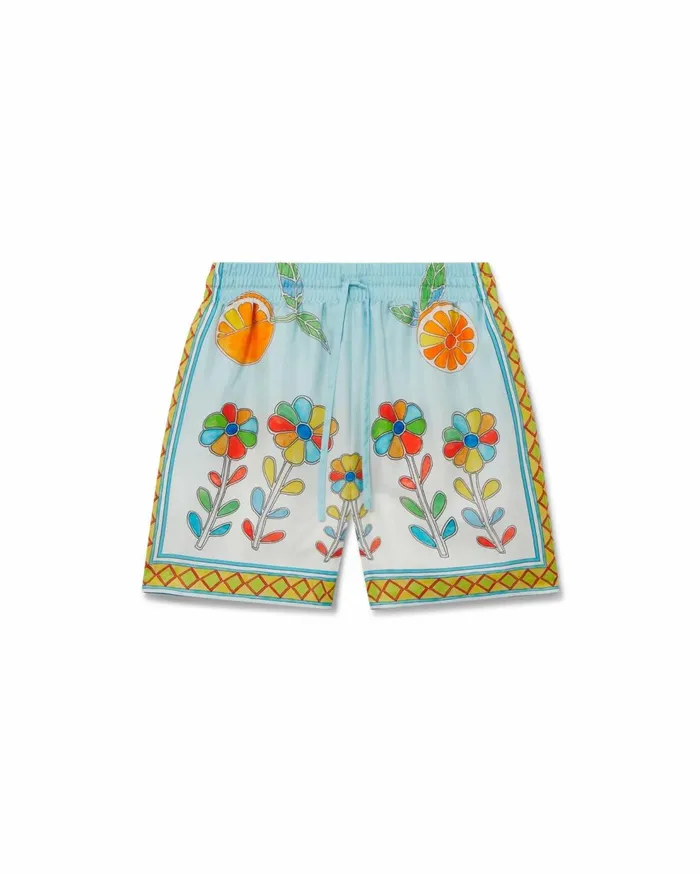 Trousers and Shorts Men Casablanca Paris Yoruba Flowers Silk Shorts