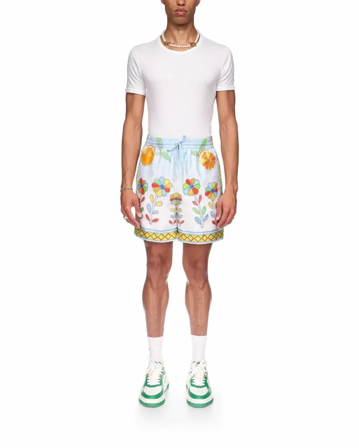 Trousers and Shorts Men Casablanca Paris Yoruba Flowers Silk Shorts Trousers and Shorts Men Casablanca Paris Yoruba Flowers Silk Shorts