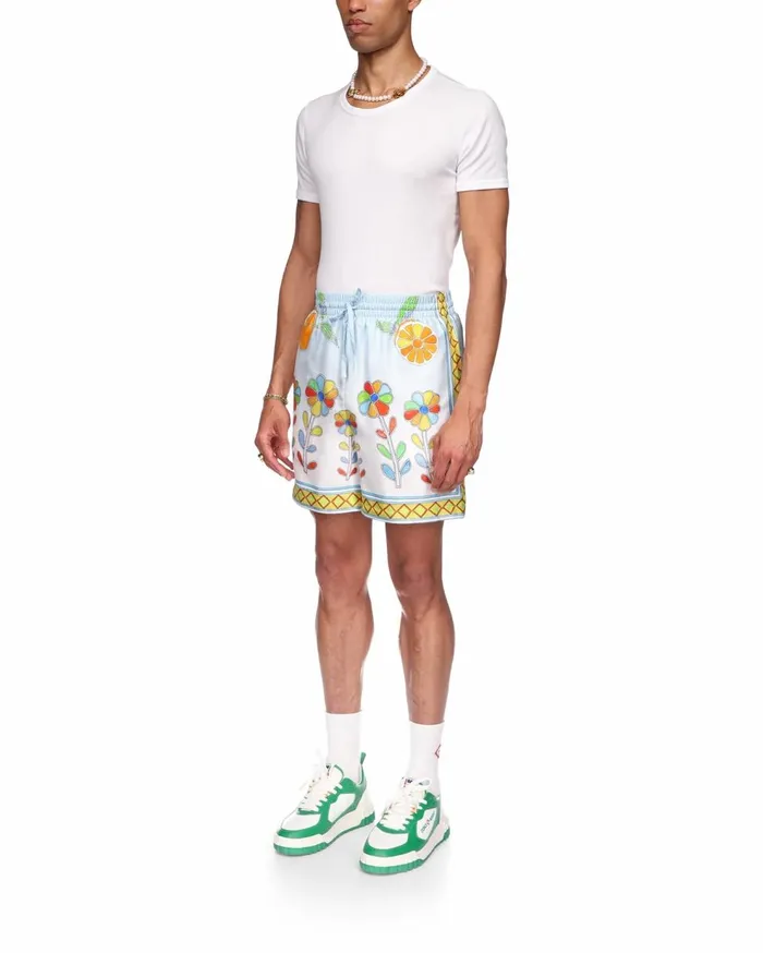 Trousers and Shorts Men Casablanca Paris Yoruba Flowers Silk Shorts Trousers and Shorts Men Casablanca Paris Yoruba Flowers Silk Shorts