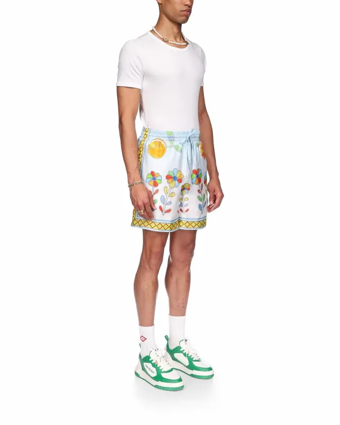 Trousers and Shorts Men Casablanca Paris Yoruba Flowers Silk Shorts Trousers and Shorts Men Casablanca Paris Yoruba Flowers Silk Shorts