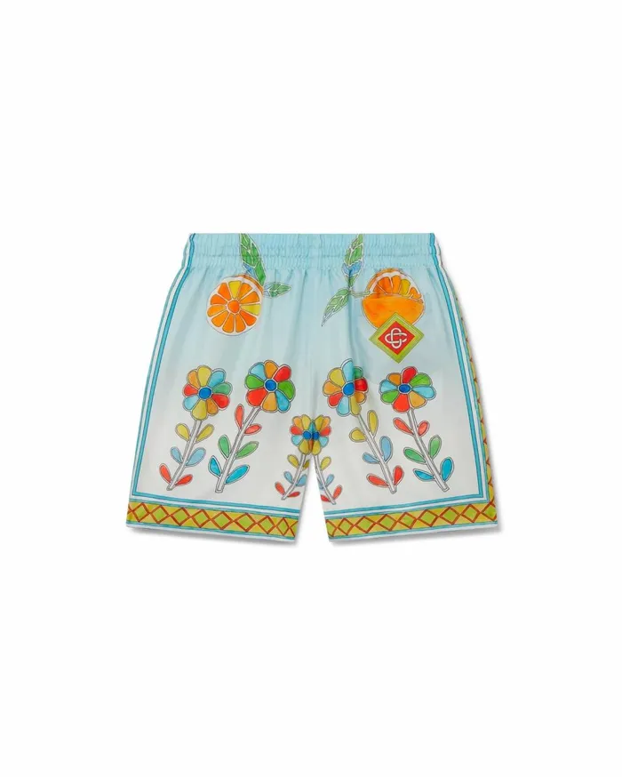 Trousers and Shorts Men Casablanca Paris Yoruba Flowers Silk Shorts Trousers and Shorts Men Casablanca Paris Yoruba Flowers Silk Shorts