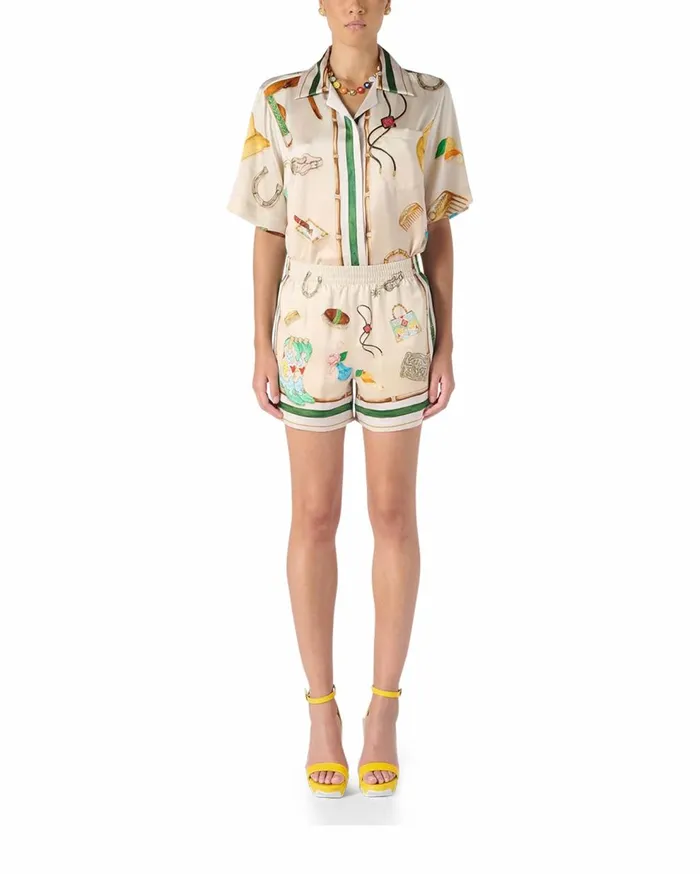 Trousers and Shorts Women Casablanca Paris L039Ecurie Blanche Silk Shorts Trousers and Shorts Women Casablanca Paris L039Ecurie Blanche Silk Shorts