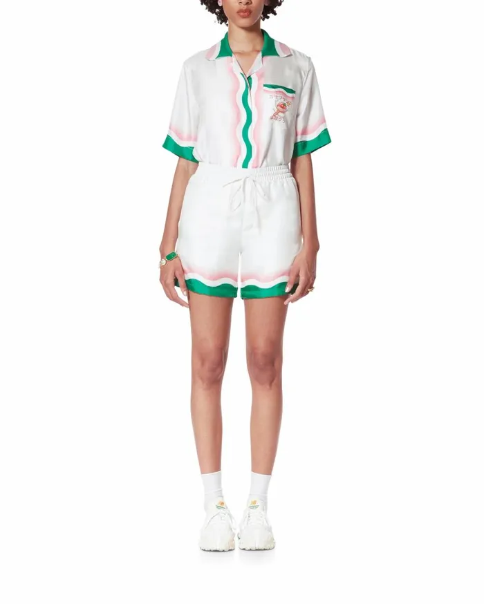 Trousers and Shorts Women Casablanca Paris Le Jeu De Ping Pong Silk Shorts
