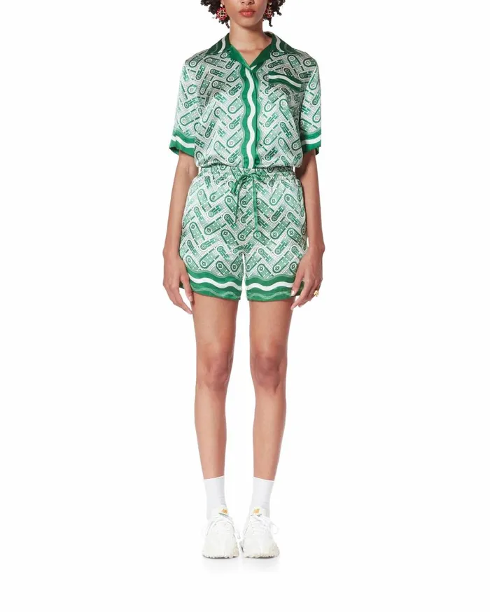 Trousers and Shorts Women Casablanca Paris Ping Pong Monogram Silk Shorts