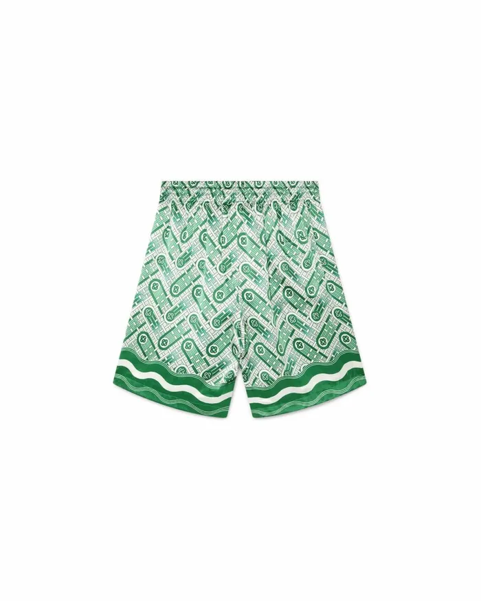 Trousers and Shorts Women Casablanca Paris Ping Pong Monogram Silk Shorts
