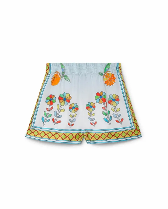 Trousers and Shorts Women Casablanca Paris Yoruba Flowers Silk Shorts