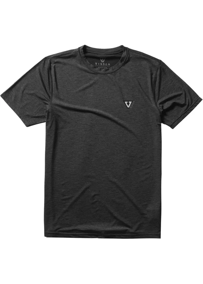 Twisted Eco Short Sleeve Lycra Rash Guard Black Heather Men Wetsuit Tops and Lycra Vissla Twisted Eco Short Sleeve Lycra Rash Guard Black Heather Men Wetsuit Tops and Lycra Vissla