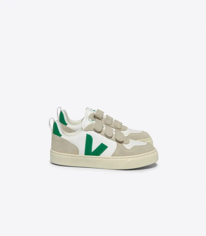 VEJA V10 CHROMEFREE LEATHER WHITE EMERAUDE Kids V10