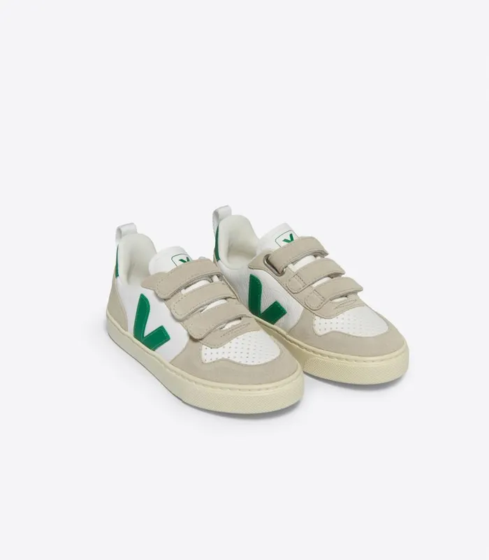 VEJA V10 CHROMEFREE LEATHER WHITE EMERAUDE Kids V10
