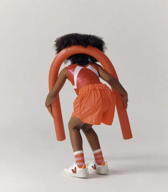 VEJA V10 CWL WHITE MARSALA ORANGE FLUO Kids Vegan