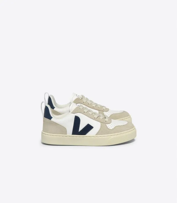 VEJA V10 LACES CHROMEFREE LEATHER WHITE NAUTICO ALMOND Kids V10