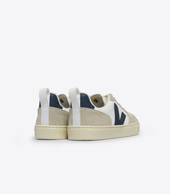 VEJA V10 LACES CHROMEFREE LEATHER WHITE NAUTICO ALMOND Kids V10