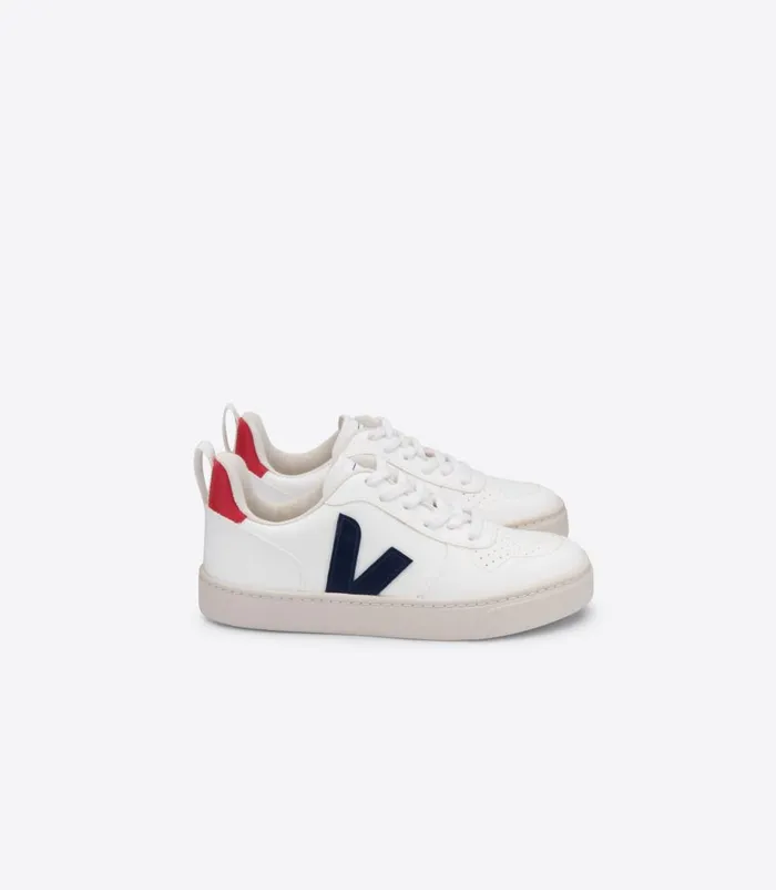 VEJA V10 LACES CWL WHITE COBALT PEKIN Kids Vegan