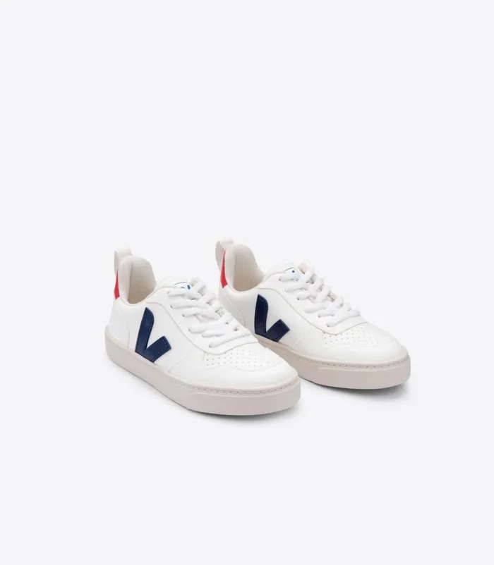 VEJA V10 LACES CWL WHITE COBALT PEKIN Kids Vegan