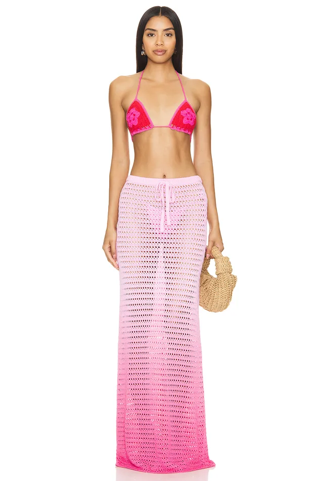 Viank Mesh Maxi Skirt Pink Ombre Women Lovers and Friends Skirts