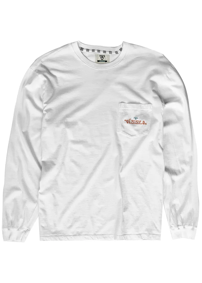 Vissla Long Sleeve Tees Men West Winds Ls Pkt Tee White Vissla Long Sleeve Tees Men West Winds Ls Pkt Tee White