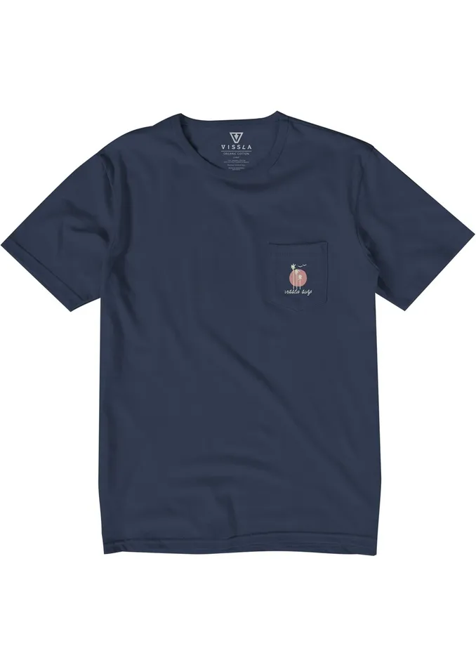 Vissla Premium Tees Men Out Front Organic Pkt Tee Dark Denim