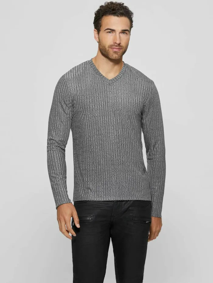 Warehouse VNeck Knit Tee Stone Grey Multi TShirts and Tanks GUESS Men