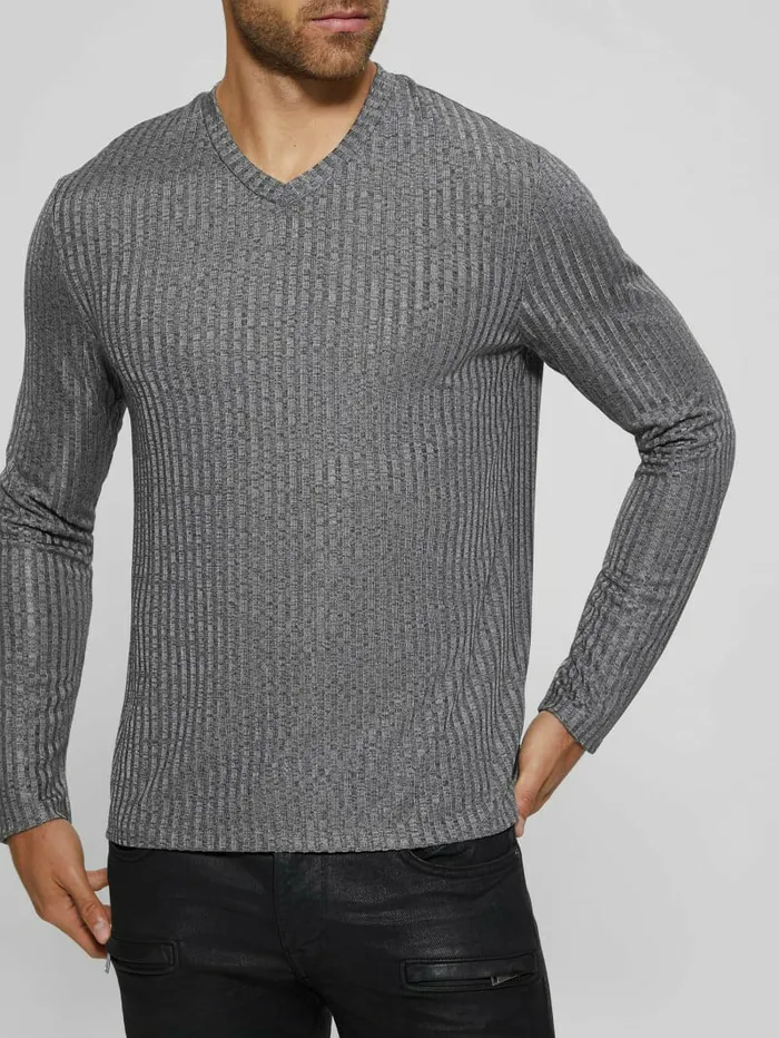 Warehouse VNeck Knit Tee Stone Grey Multi TShirts and Tanks GUESS Men Warehouse VNeck Knit Tee Stone Grey Multi TShirts and Tanks GUESS Men