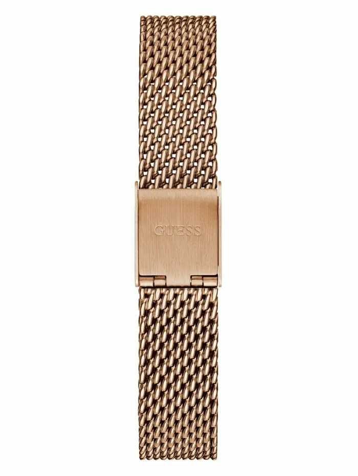 Watches GUESS Women Rose GoldTone Mesh Diamond Analog Watch Silver Watches GUESS Women Rose GoldTone Mesh Diamond Analog Watch Silver