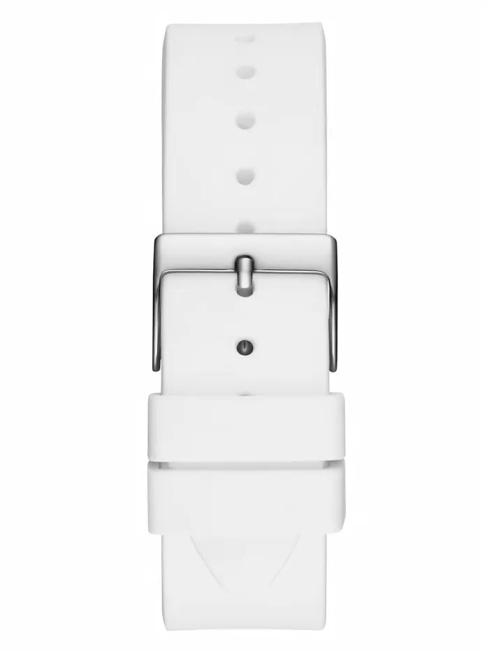 Watches GUESS Women SilverTone and White Colored Crystal Multifunction Watch White Multi Watches GUESS Women SilverTone and White Colored Crystal Multifunction Watch White Multi