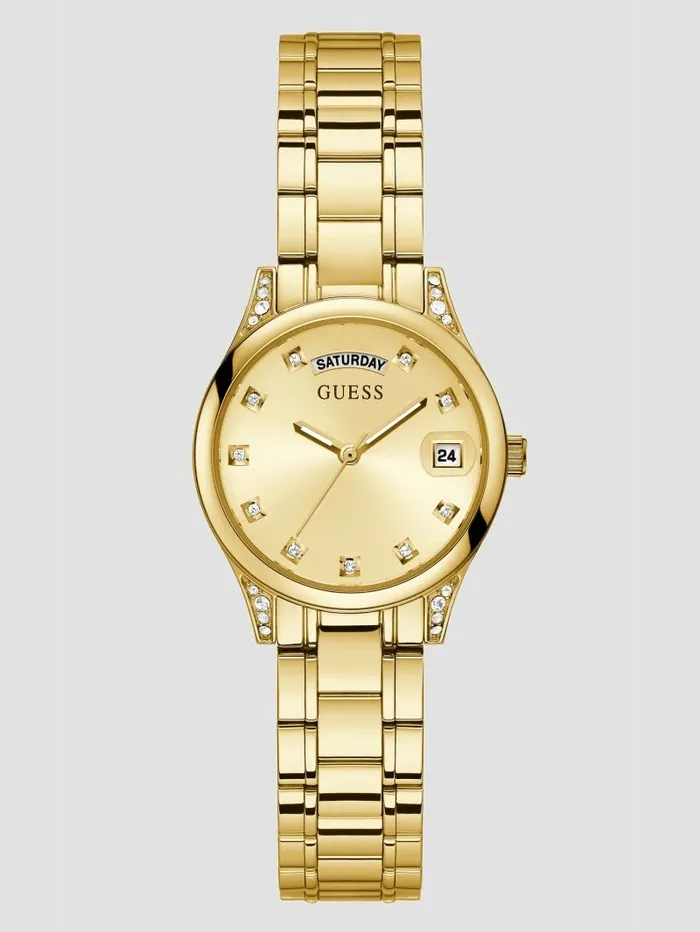 Watches Women GoldTone Crystal Petite Analog Watch Gold GUESS